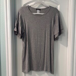 Heimish Gray Women's Top with Ruffle sleeves